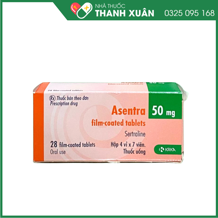 Asentra 50 mg điều trị trầm cảm và các rối loạn lo âu, hoảng sợ
